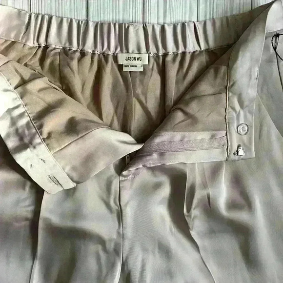 NWT Women’s Jason Wu high waist pleat front Satin Style tapered leg pants - Picture 4 of 7